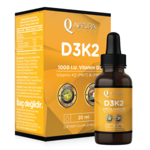 D3K2 (MK-4, MK-7) 20 ml damla (Organik Zeytinyağı ve Mct oil)